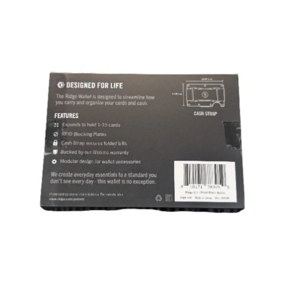 Pp3O The Ridge Wallet 2.0 - Aluminum With Cash Strap - Royal (Black) Model A0449